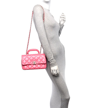Chanel Shiny Lambskin Quilted Coco Trip Flap Bag Pink 2 of 10