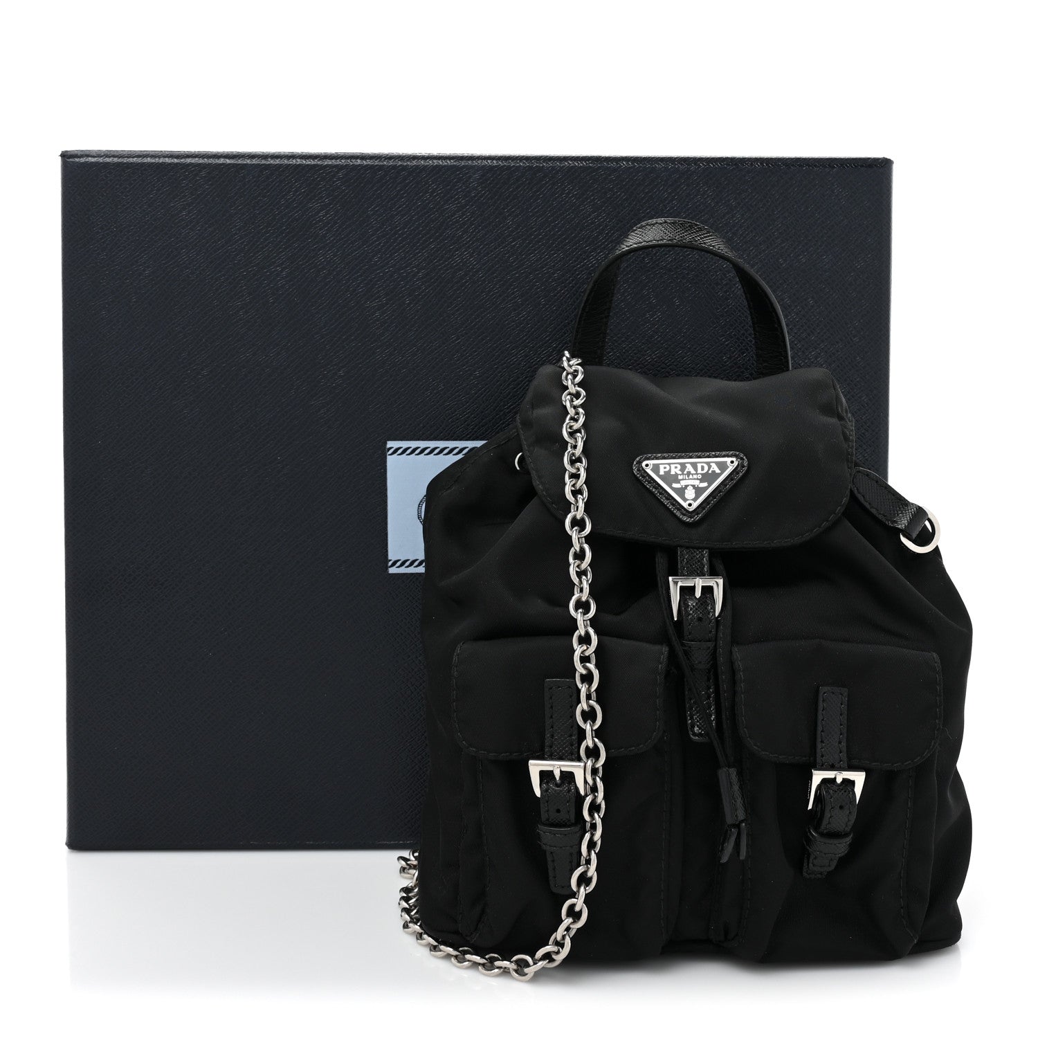 Prada Nylon Vela Mini Crossbody Backpack Black 12 of 12