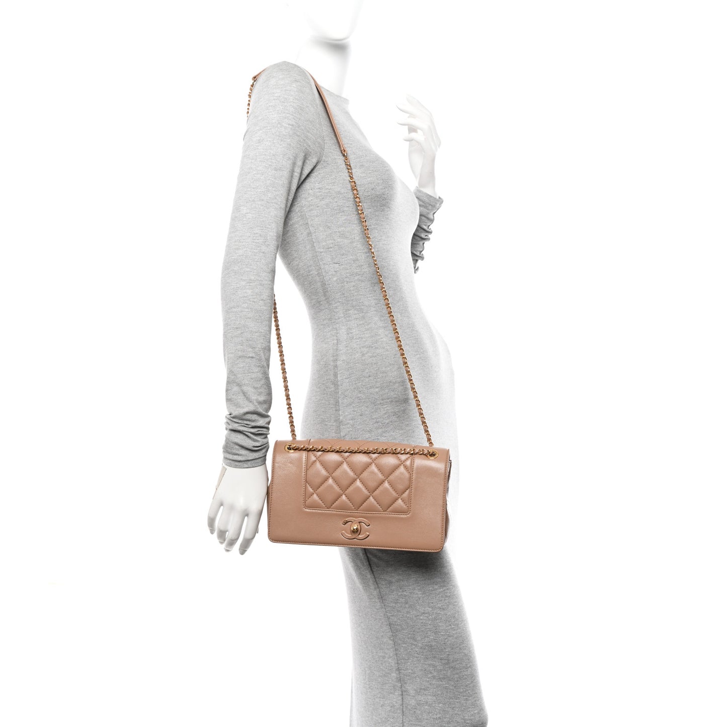 Sheepskin Quilted Vintage Mademoiselle Flap Beige