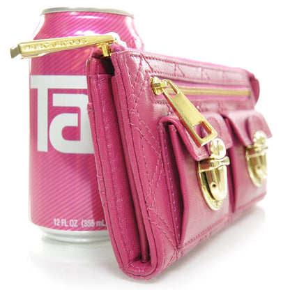 Marc Jacobs Leather Quilted Zip Clutch Wallet Fuchsia 3 of 8