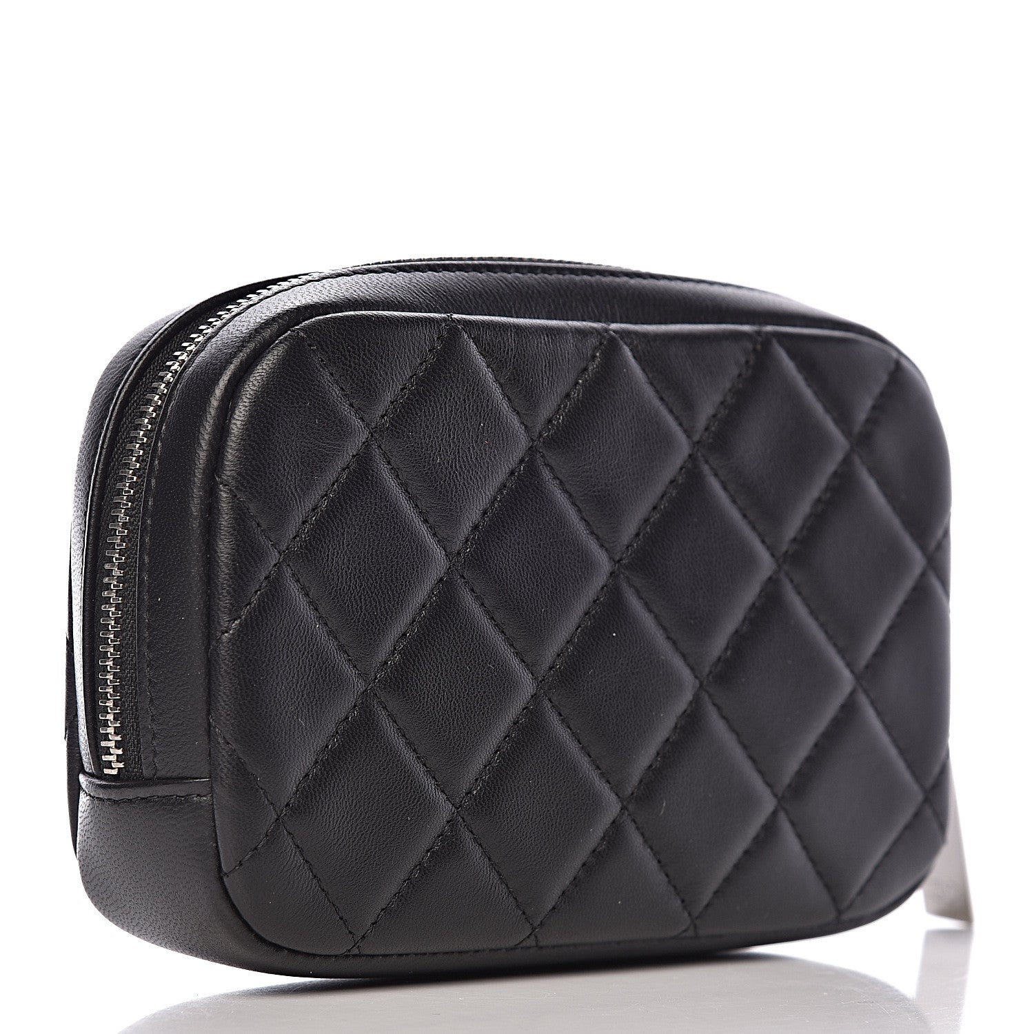 Chanel Lambskin Quilted Small Curvy Pouch Cosmetic Case Black 3 of 8