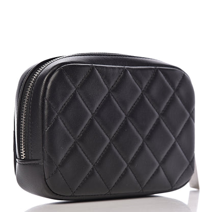 Chanel Lambskin Quilted Small Curvy Pouch Cosmetic Case Black 3 of 8