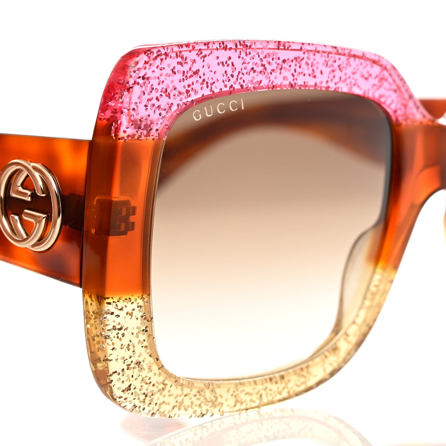 Square Frame GG0083S Sunglasses Glitter Pink Multi