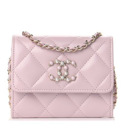Chanel Caviar Quilted Coco Candy Card Holder On Chain Light Pink 1 of 9