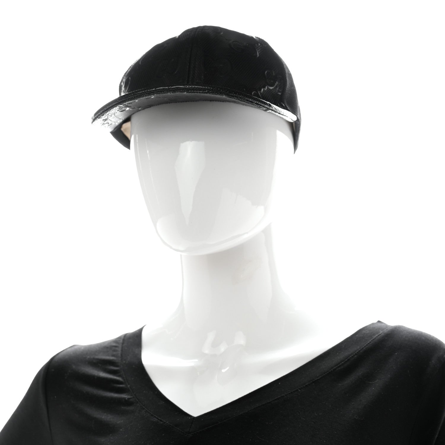 Gucci Calfskin Mesh GG Tennis Embossed Gary Baseball Hat M Black 5 of 18
