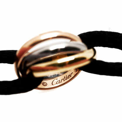 Cartier 18K Pink Yellow White Gold Trinity Adjustable Cord Bracelet Black 3 of 6