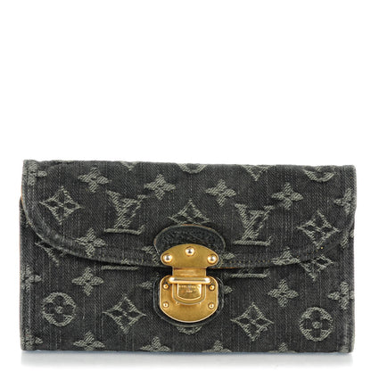 Louis Vuitton Denim Amelia Wallet Black 1 of 7