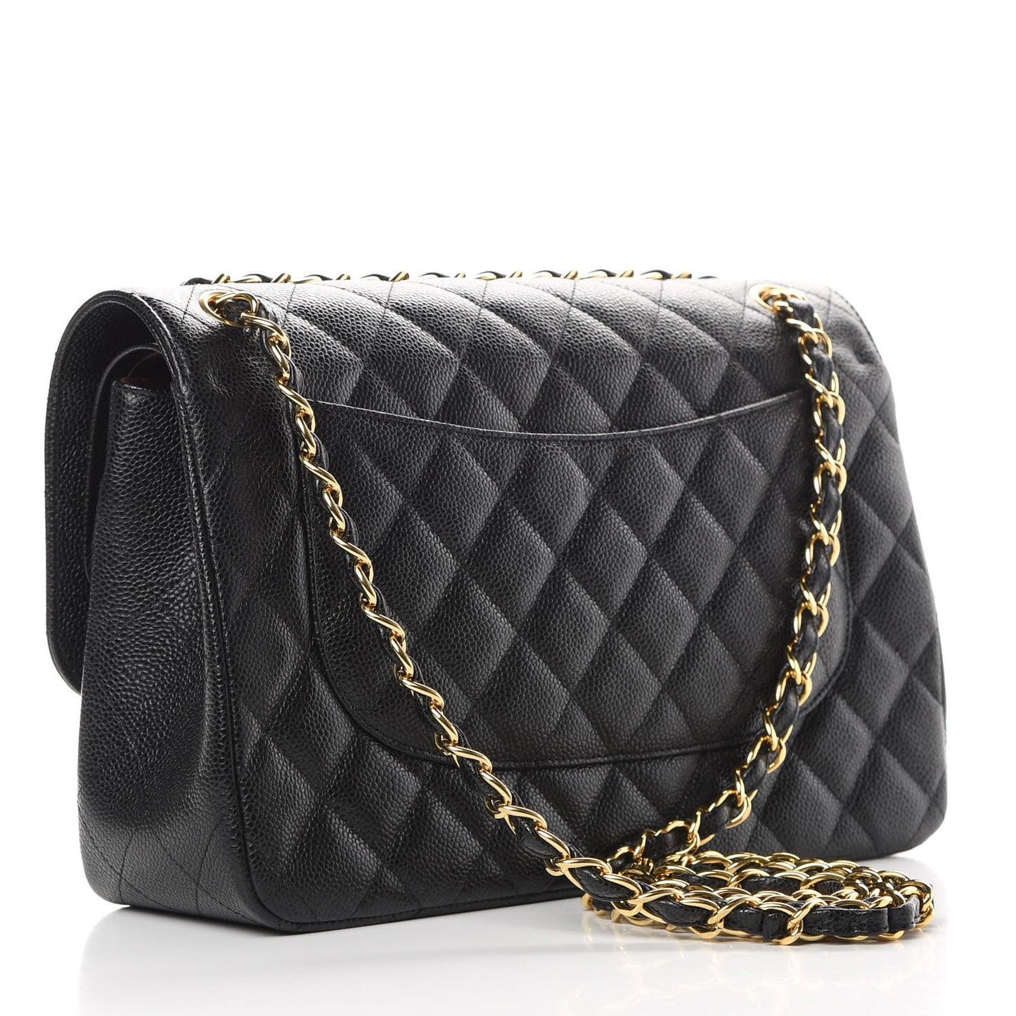 Caviar Quilted Jumbo Double Flap Black