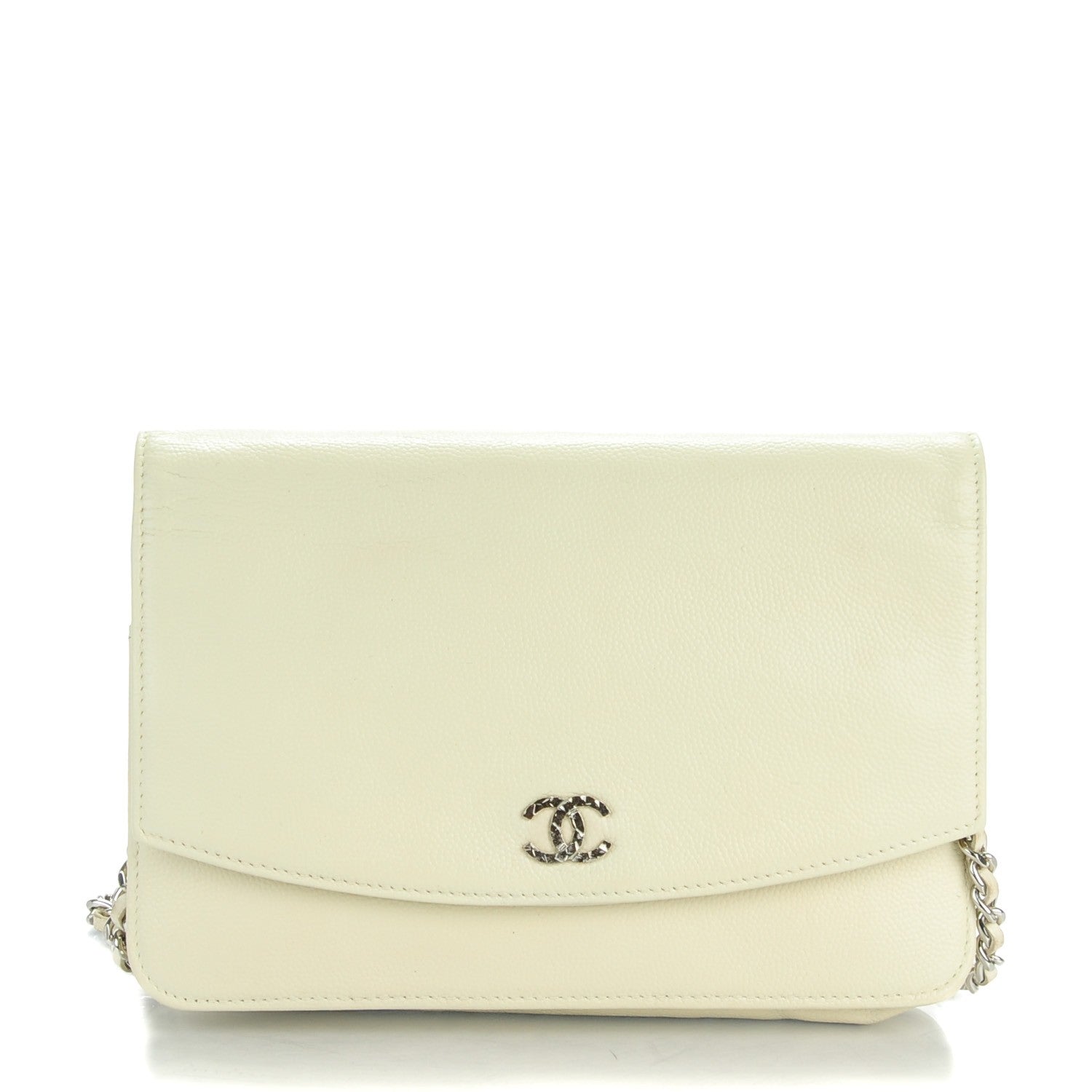 Chanel Caviar Sevruga Wallet On Chain WOC White 1 of 7