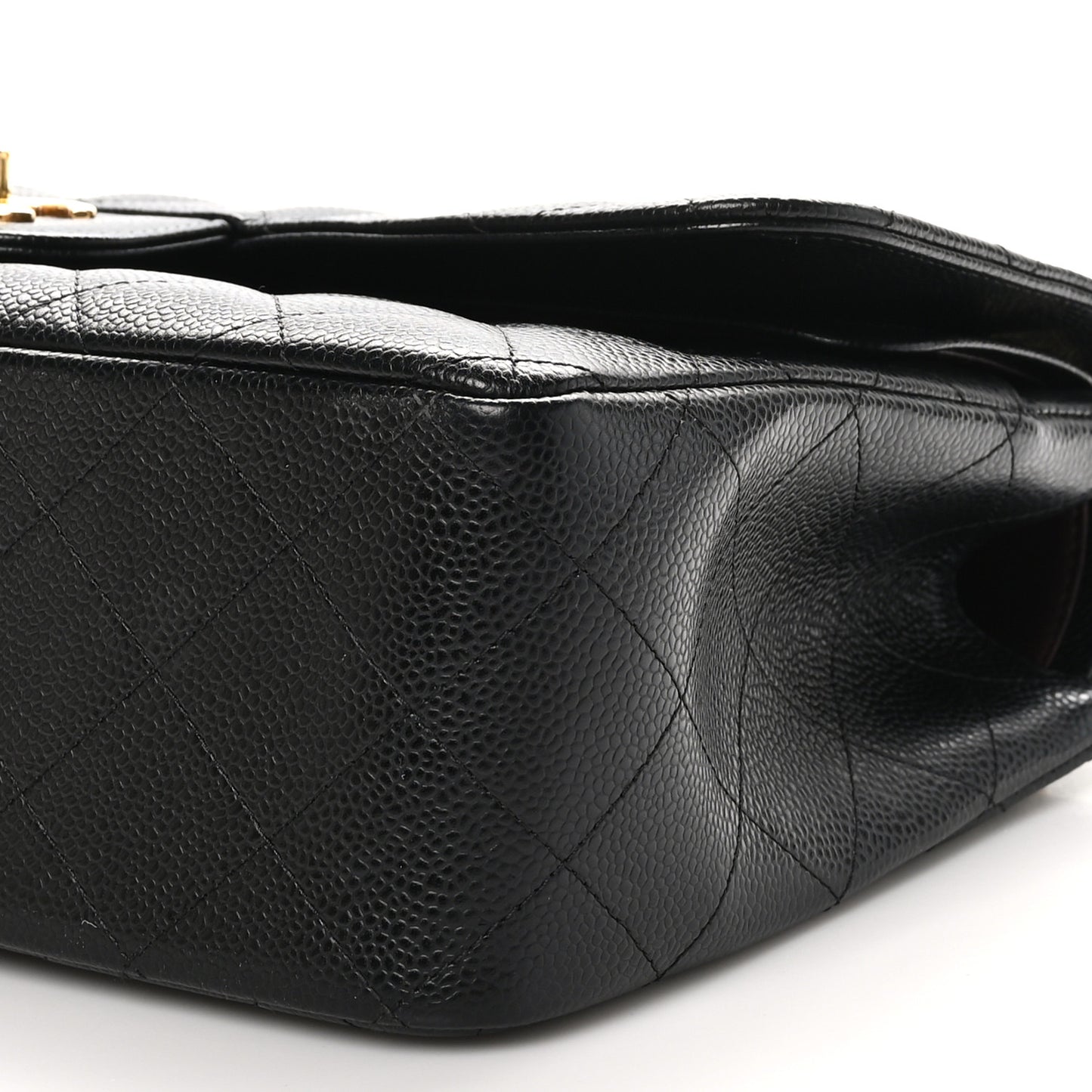 Caviar Quilted Jumbo Double Flap Black