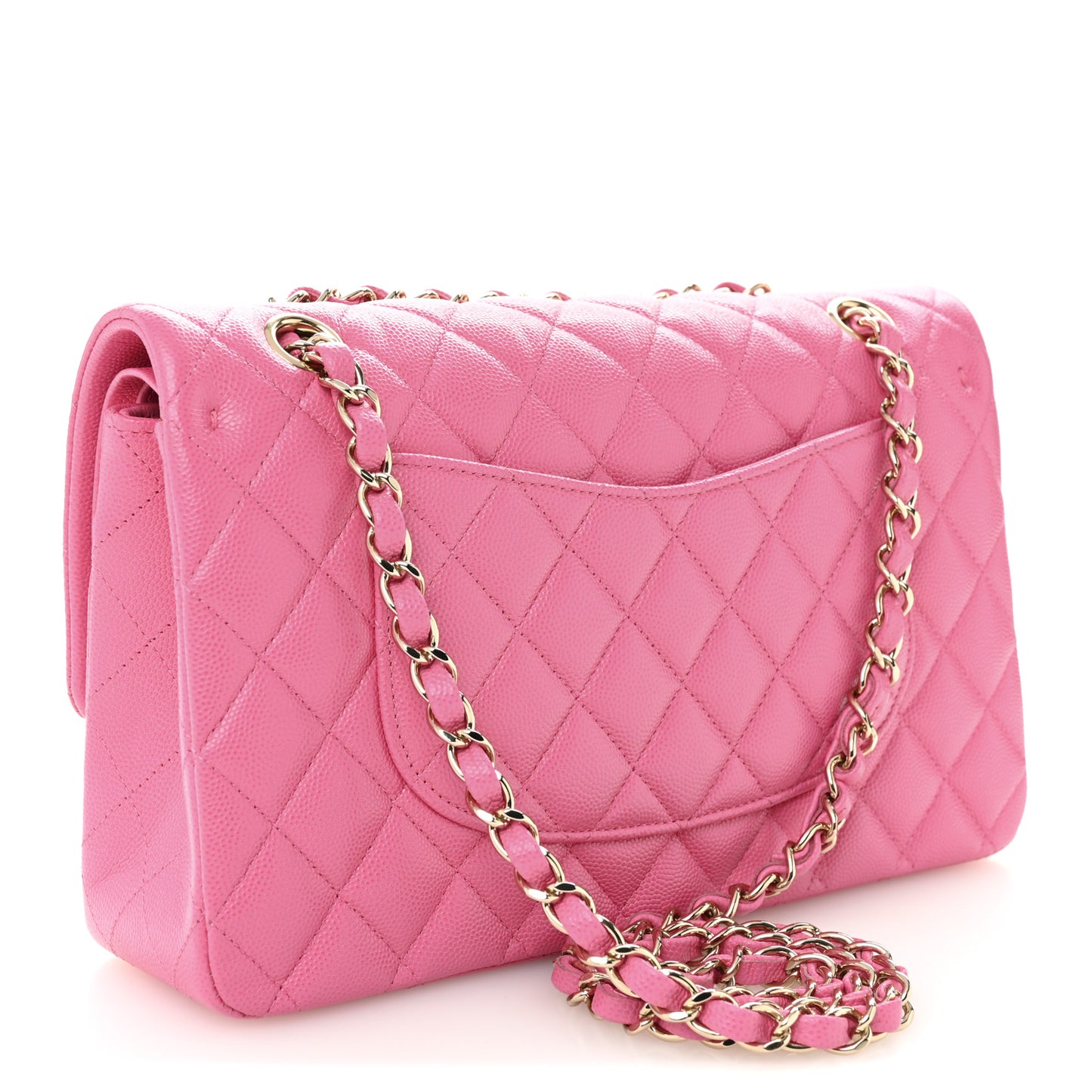 Caviar Quilted Medium Double Flap Pink
