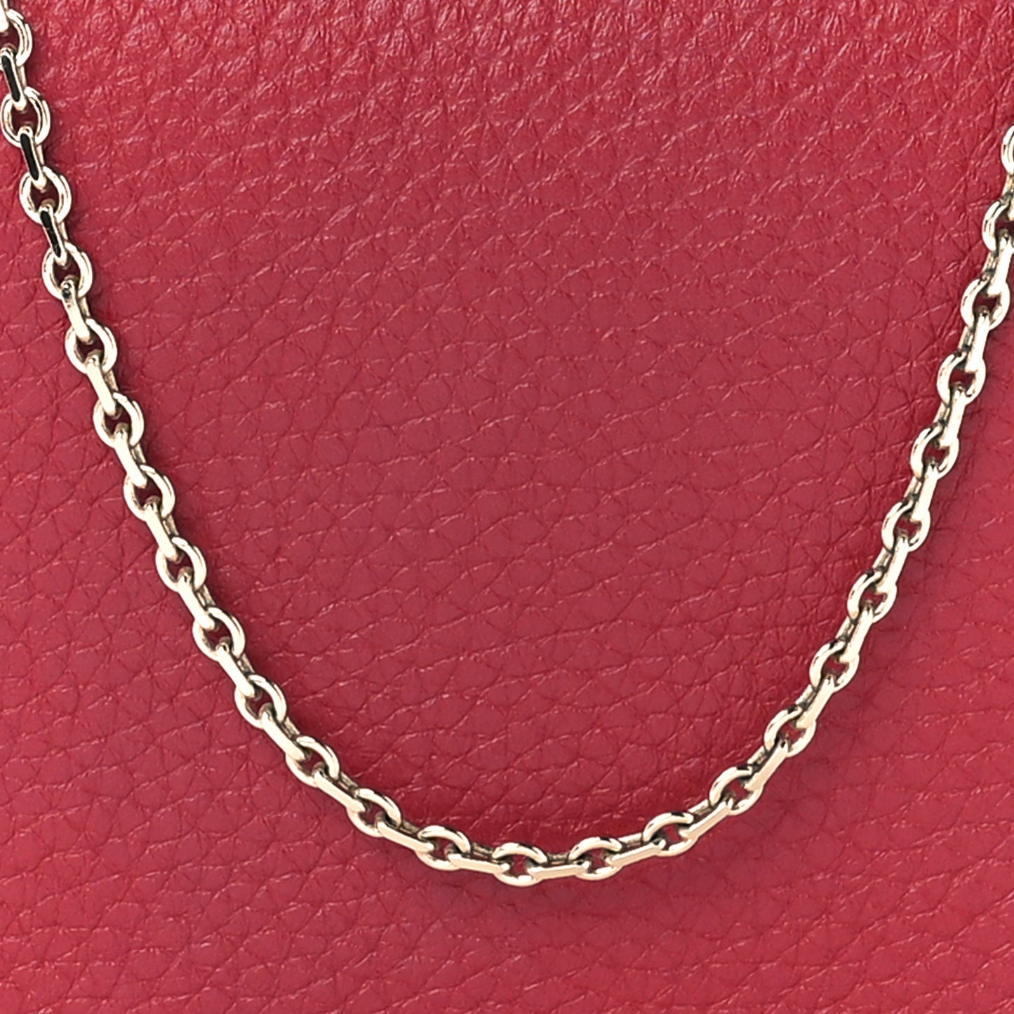 Pebbled Calfskin Rockstud Wallet on Chain Rubino