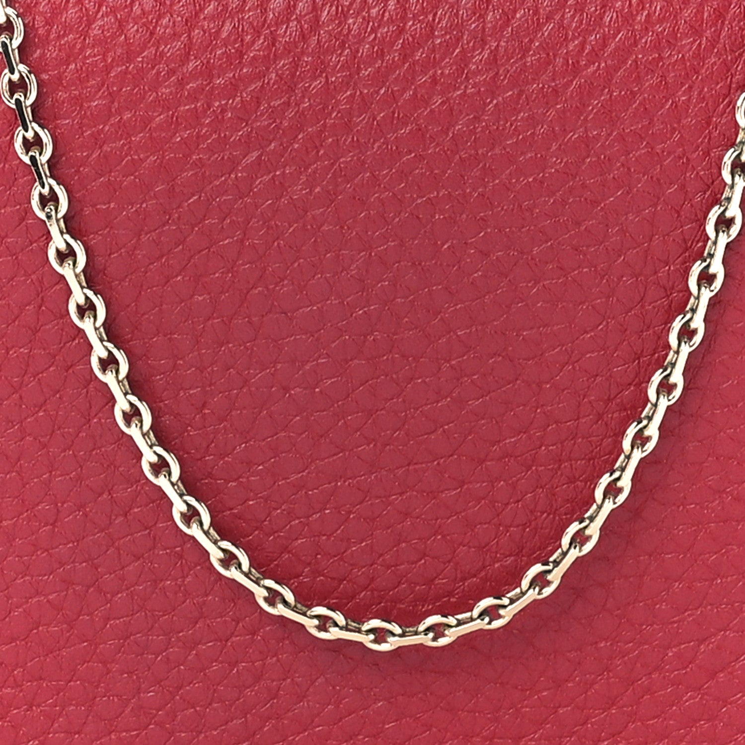 Valentino Garavani Pebbled Calfskin Rockstud Wallet on Chain Rubino 8 of 11