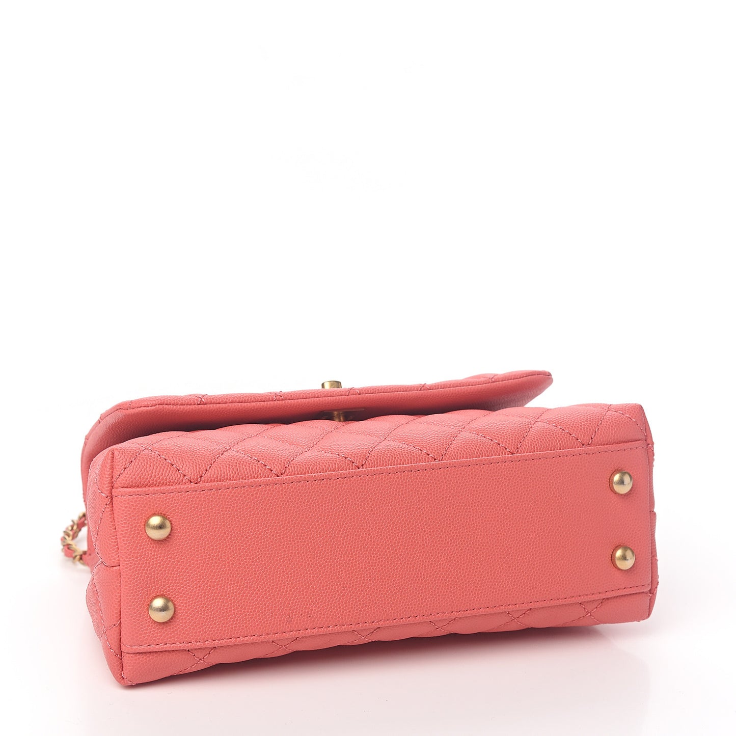 Caviar Lizard Embossed Quilted Mini Coco Handle Flap Pink