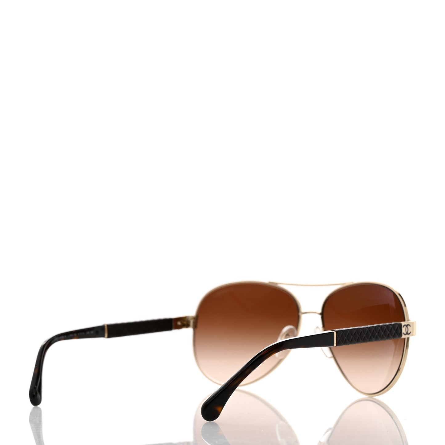 Lambskin Quilted CC Aviator Sunglasses 4195-Q Brown