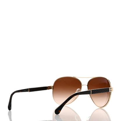 Chanel Lambskin Quilted CC Aviator Sunglasses 4195-Q Brown 3 of 8