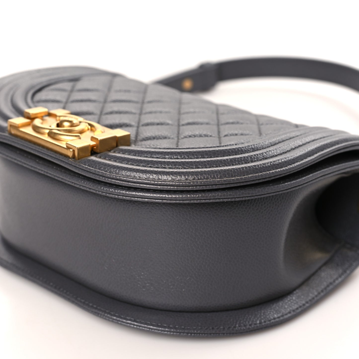 Caviar Quilted Small Boy Messenger Bag Dark Grey