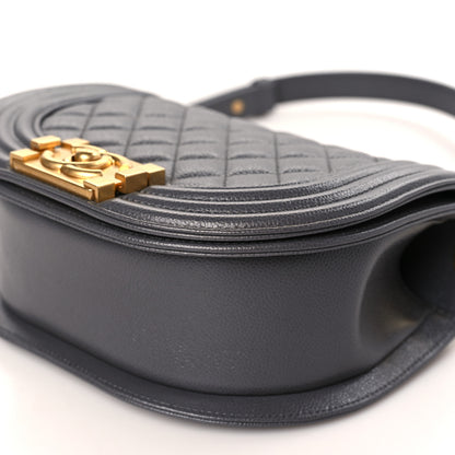 Chanel Caviar Quilted Small Boy Messenger Bag Dark Grey 9 of 10