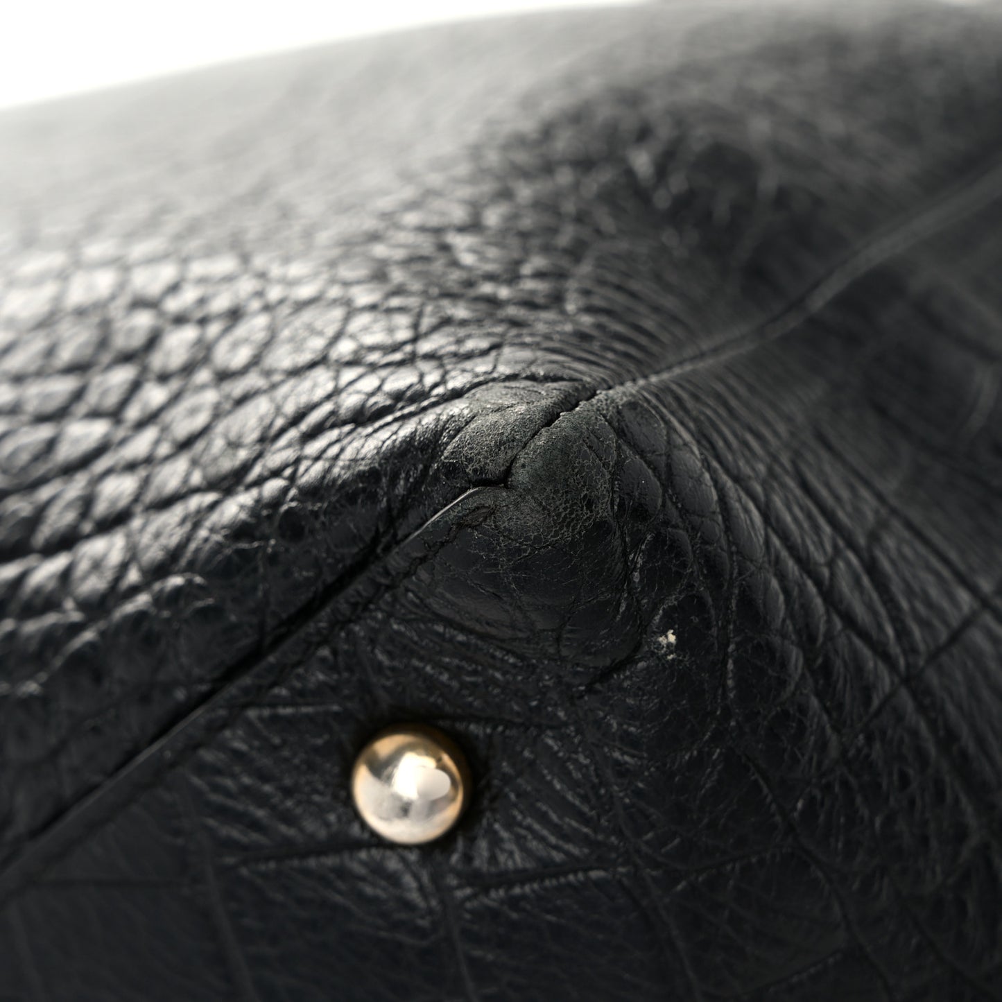 Calfskin Crocodile Embossed Large Cocodile Shopping Tote Black