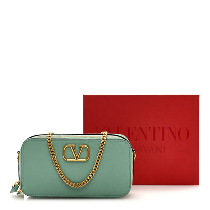 Valentino Garavani Grained Calfskin VLogo Zip Crossbody Light Green 9 of 9
