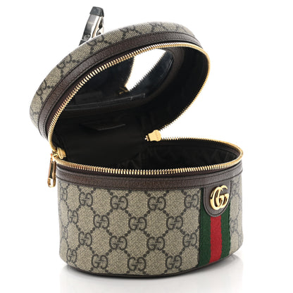 Gucci GG Supreme Monogram Textured Calfskin Web Ophidia Vanity Cosmetic Case Beige Ebony New Acero 5 of 8