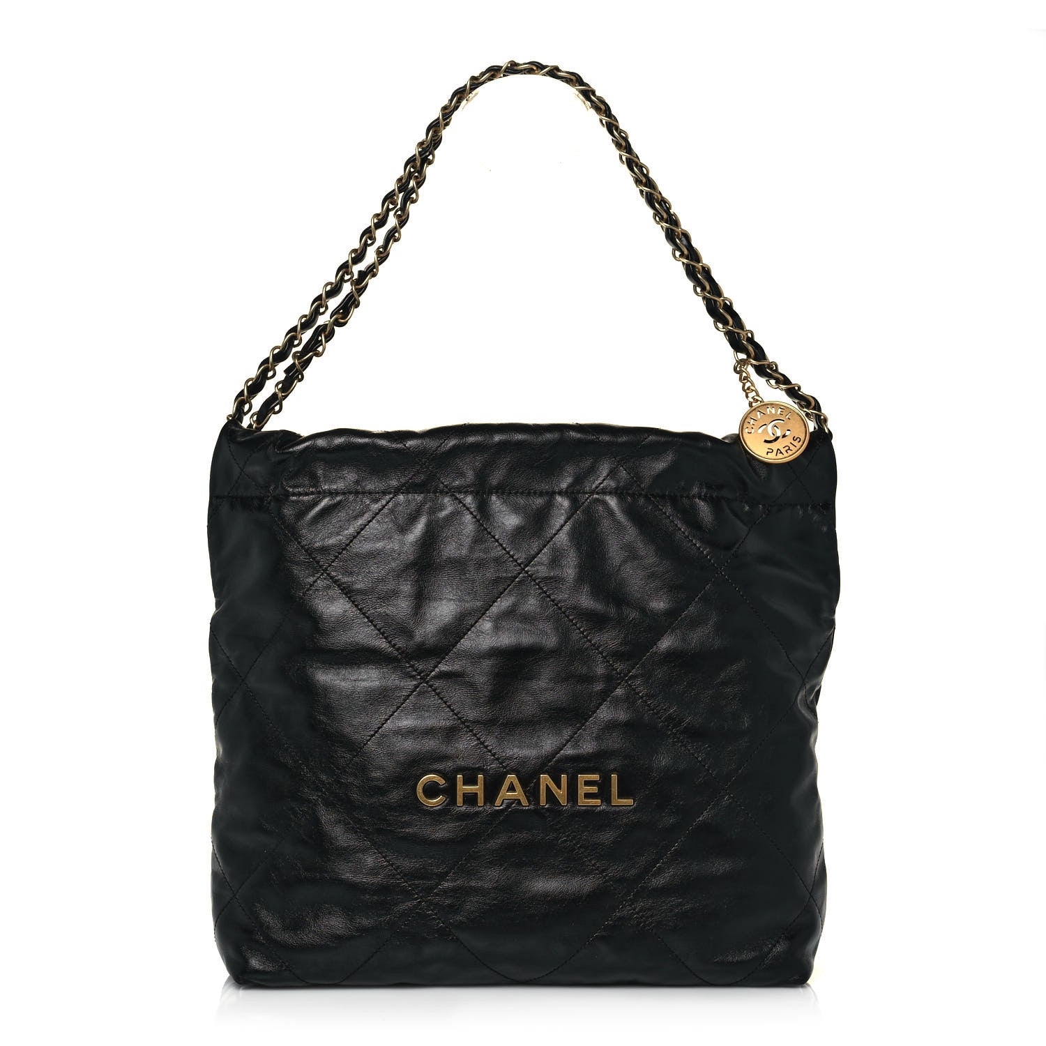 Chanel Shiny Calfskin Quilted Small Chanel 22 Black 1 of 12