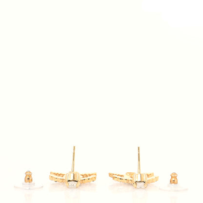 Chanel Resin Crystal Pearl CC Drop Earrings Gold Black 3 of 4
