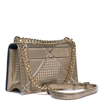 Christian Dior Metallic Patent Micro-Cannage Medium Diorama Flap Bag Gold 3 of 9