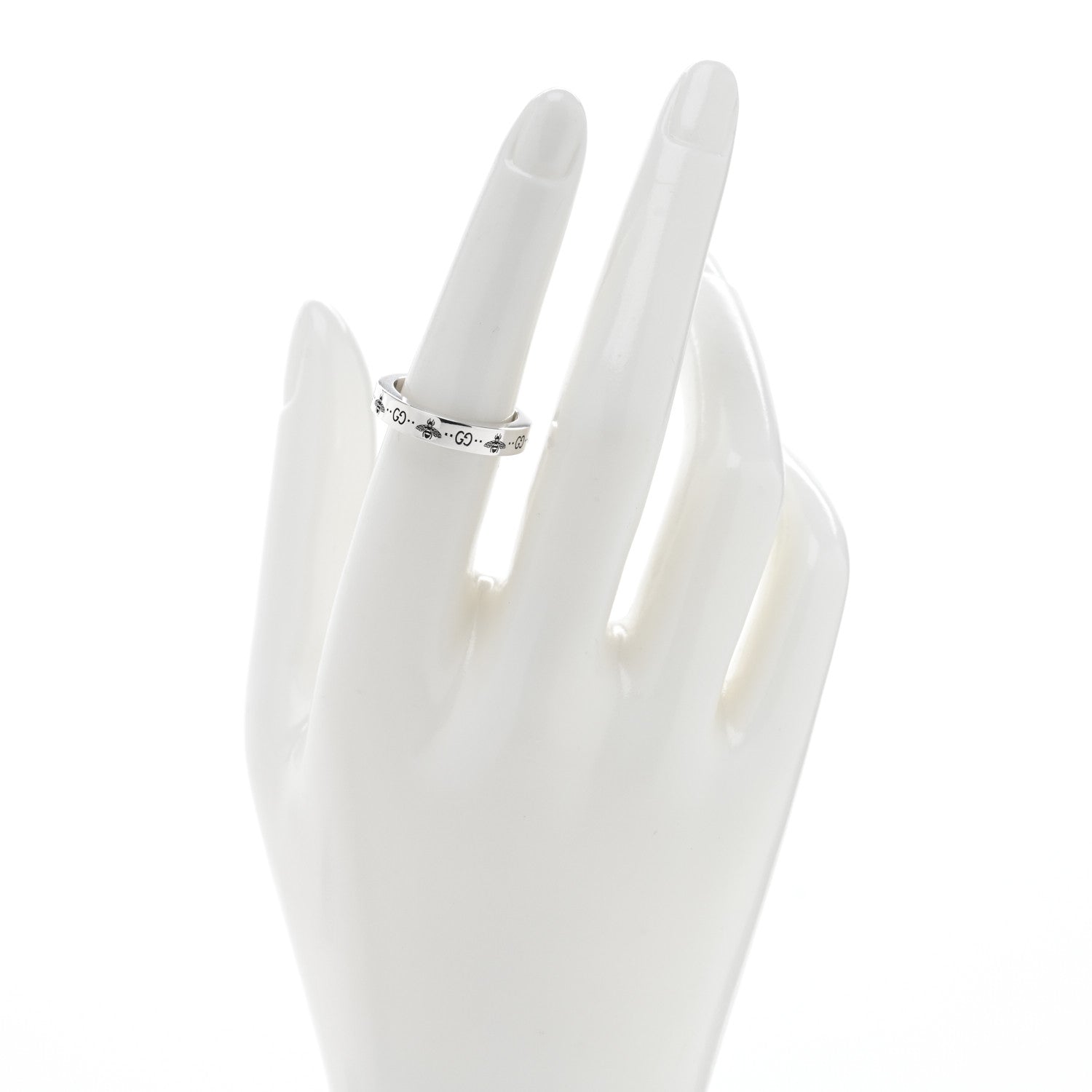 Gucci Sterling Silver Narrow Bee Ring 54 6.75 2 of 4