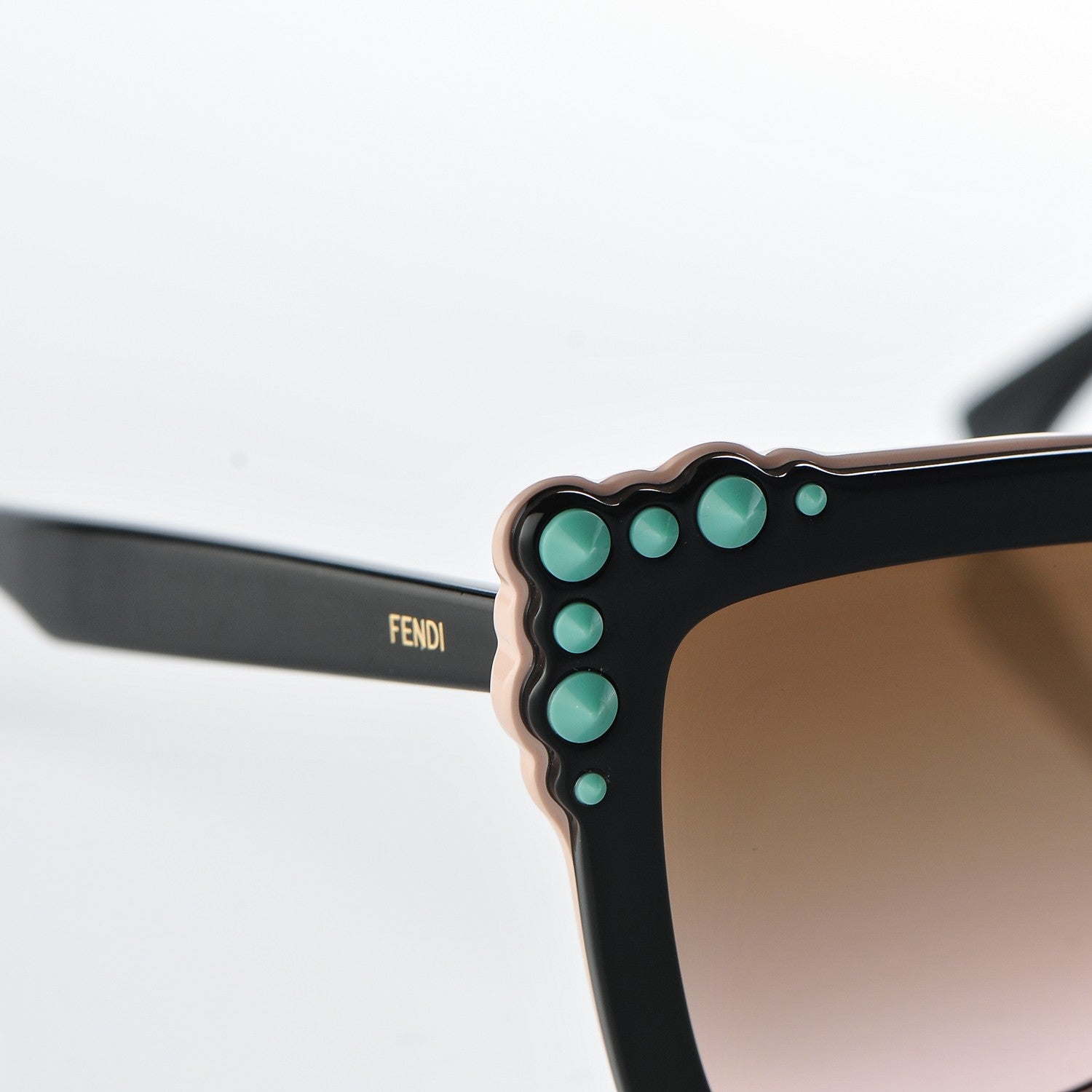 Fendi Studded Square Cat Eye Sunglasses FF 0260/S Black Pink 8 of 8