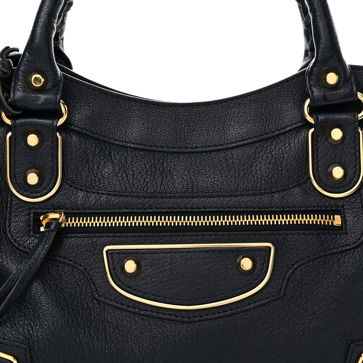 Chevre Gold Metallic Edge Hardware Town Bleu Nuit Dark Sea