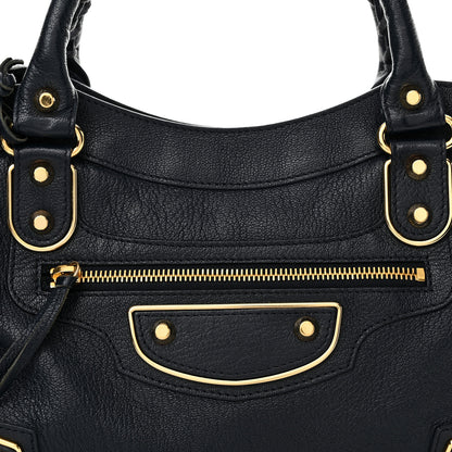 Balenciaga Chevre Gold Metallic Edge Hardware Town Bleu Nuit Dark Sea 9 of 14