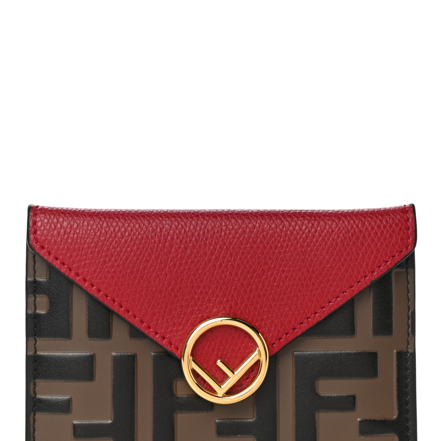 Fendi Vitello Cruise F is Fendi Bi-Color FF 1974 Embossed Small Envelope Pouch Maya Black Ribes 9 of 19