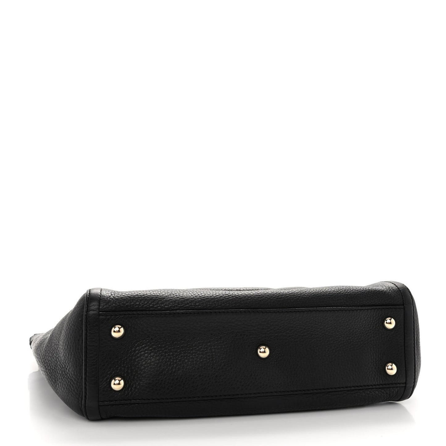 Pebbled Calfskin Small Soho Top Handle Bag Black