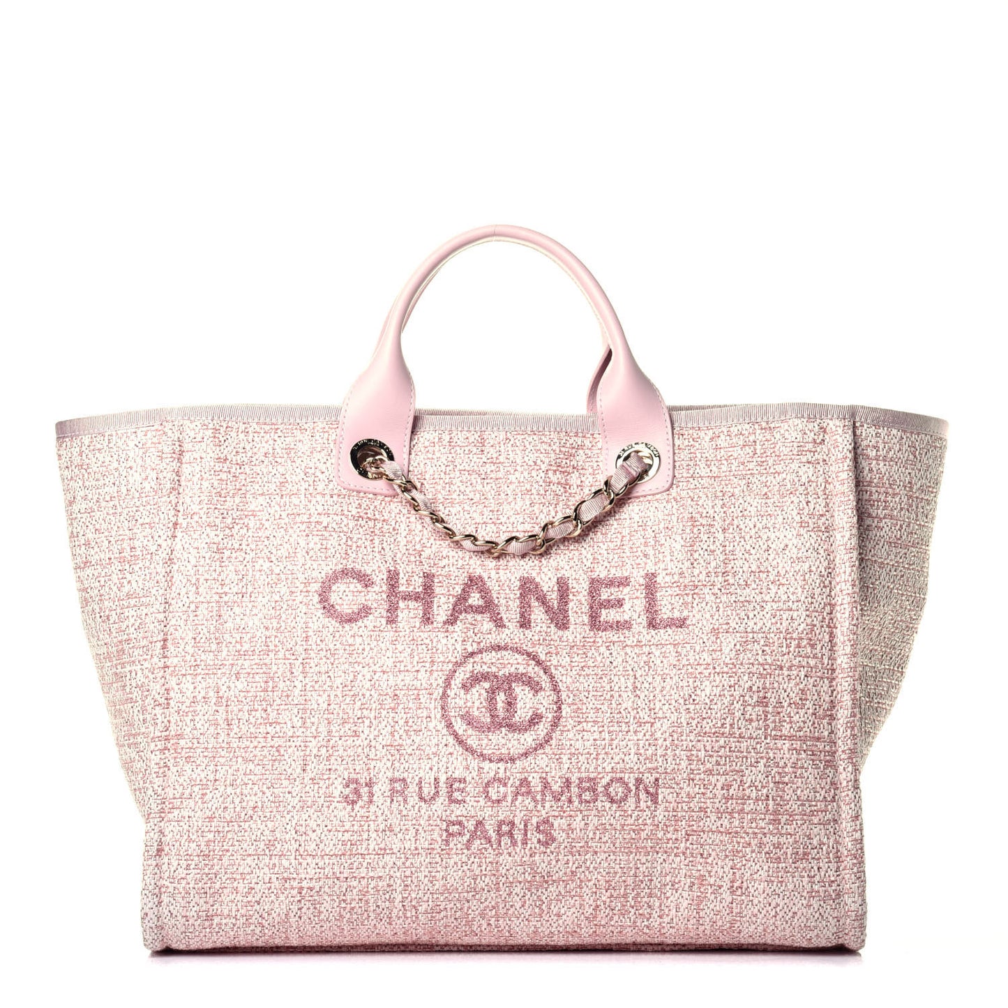 Straw Lurex Medium Deauville Tote Pink