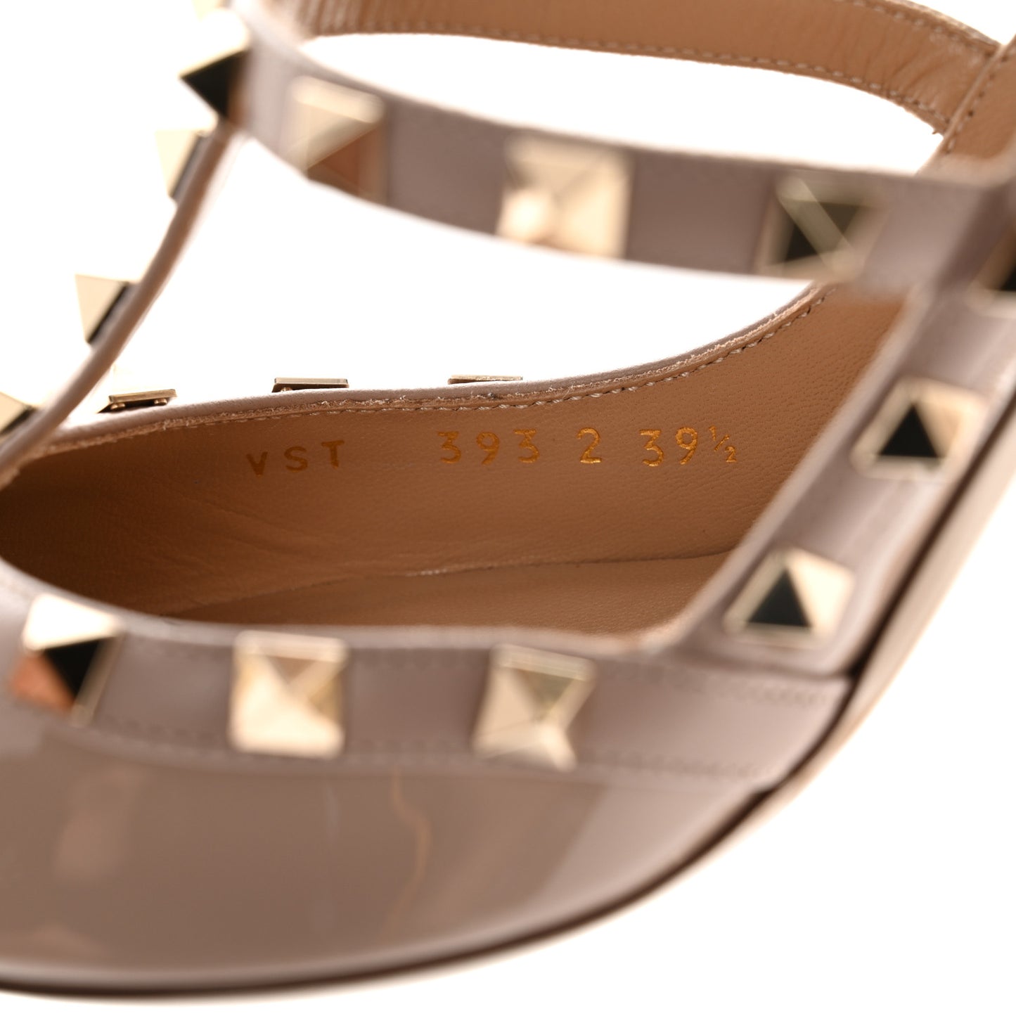 Patent Nappa Rockstud Ankle Strap 100mm Pumps 39.5 Poudre