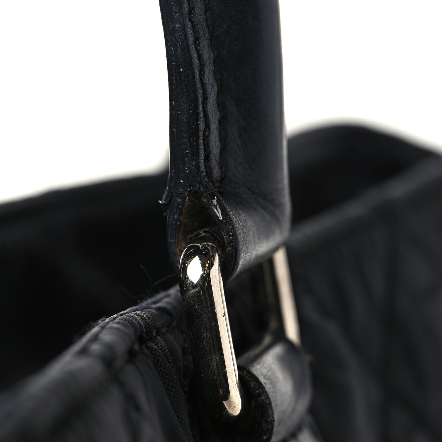 Nylon Calfskin Paris New York Tote Bag Black