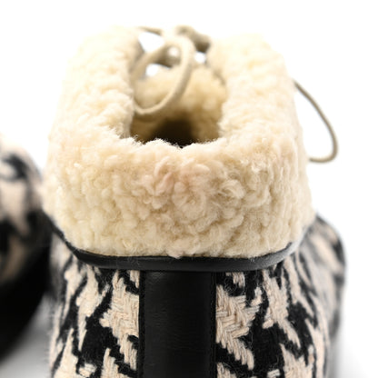 Gucci Optical Tweed Faux Shearling Houndstooth Victor Lace Up Ankle Boots 38 White Black 8 of 8