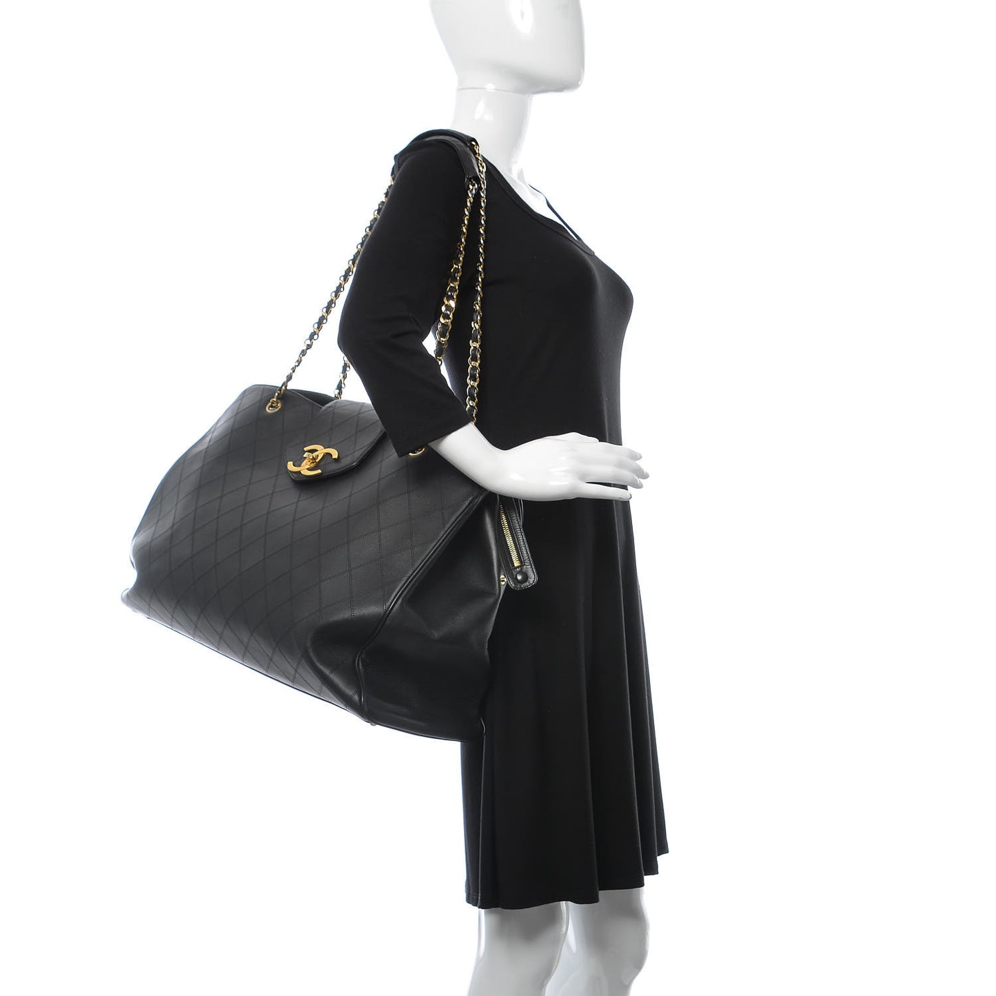 Calfskin Stitched XL Weekender Black
