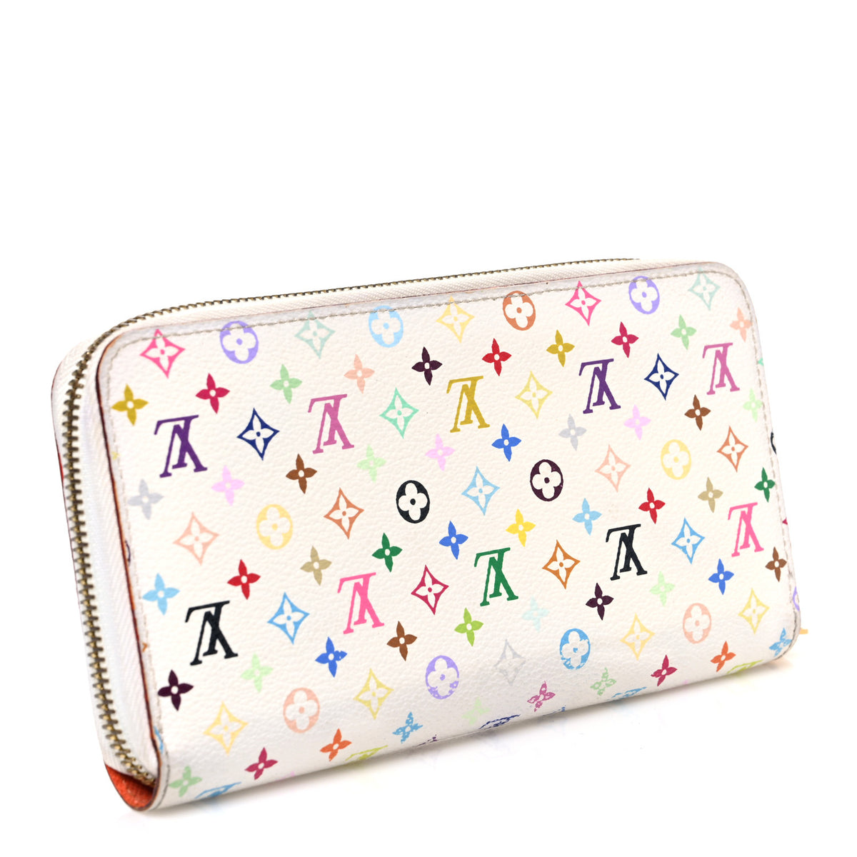 Louis Vuitton Monogram Multicolor Zippy Wallet White Orange 3 of 7