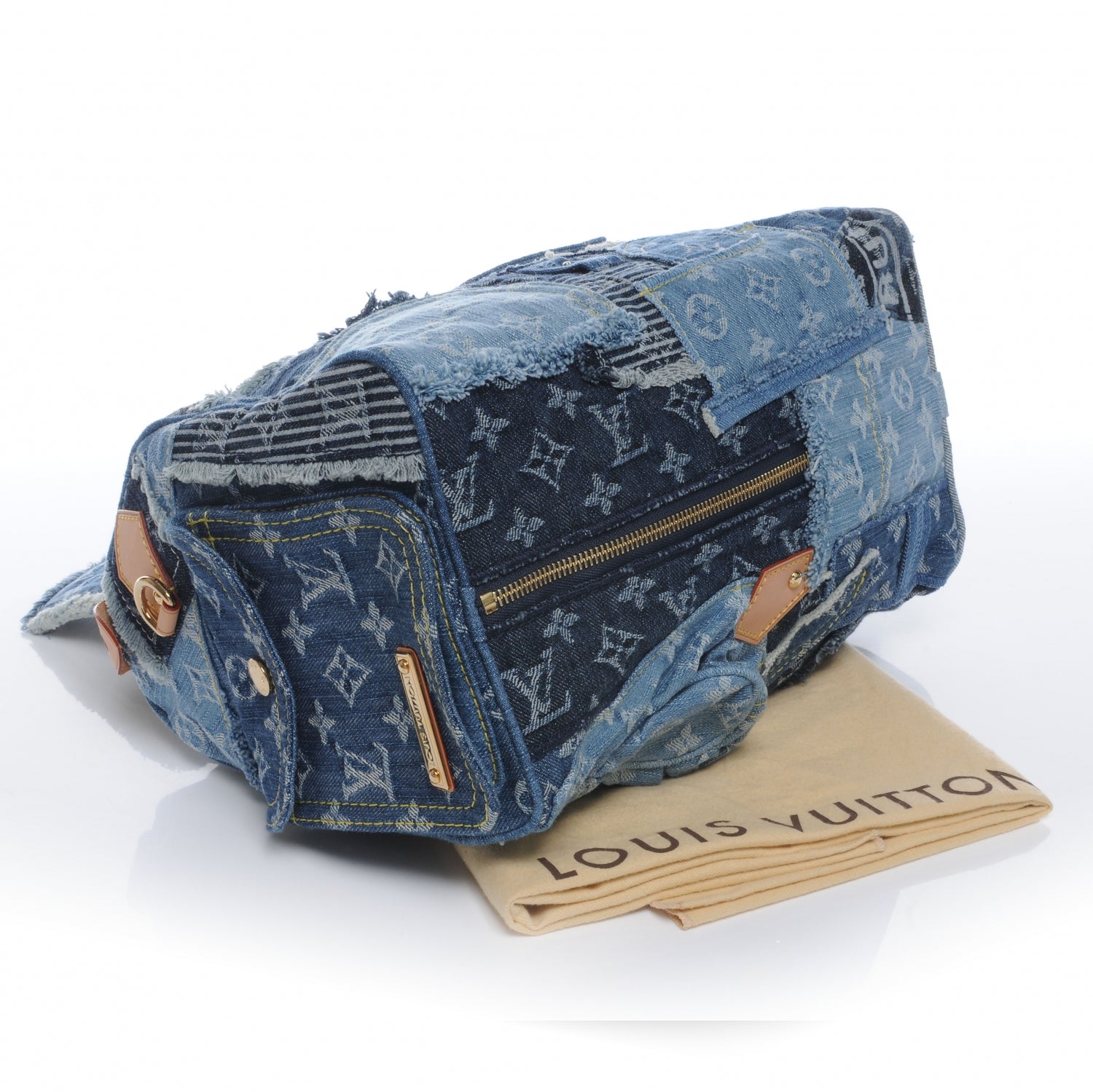 Louis Vuitton Denim Patchwork Speedy 30 Blue 4 of 7