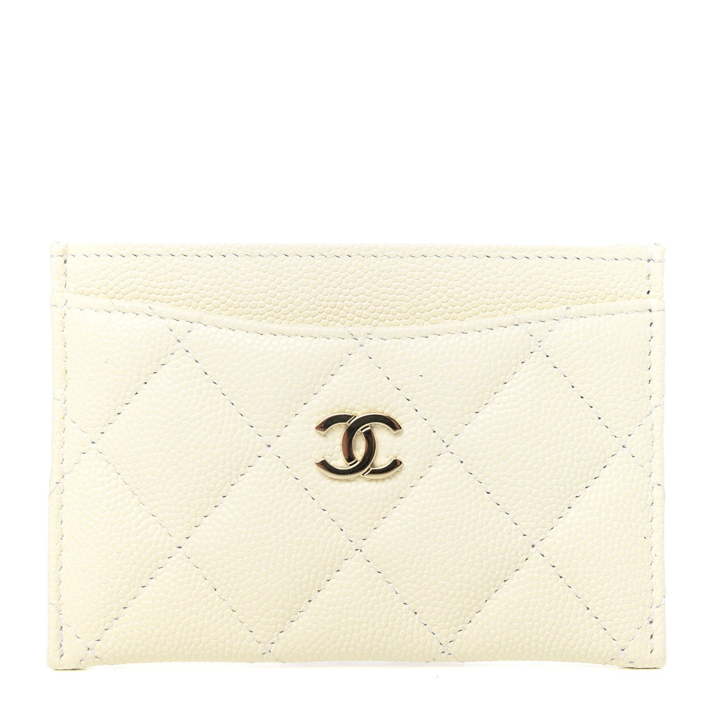 Caviar Quilted Card Holder White