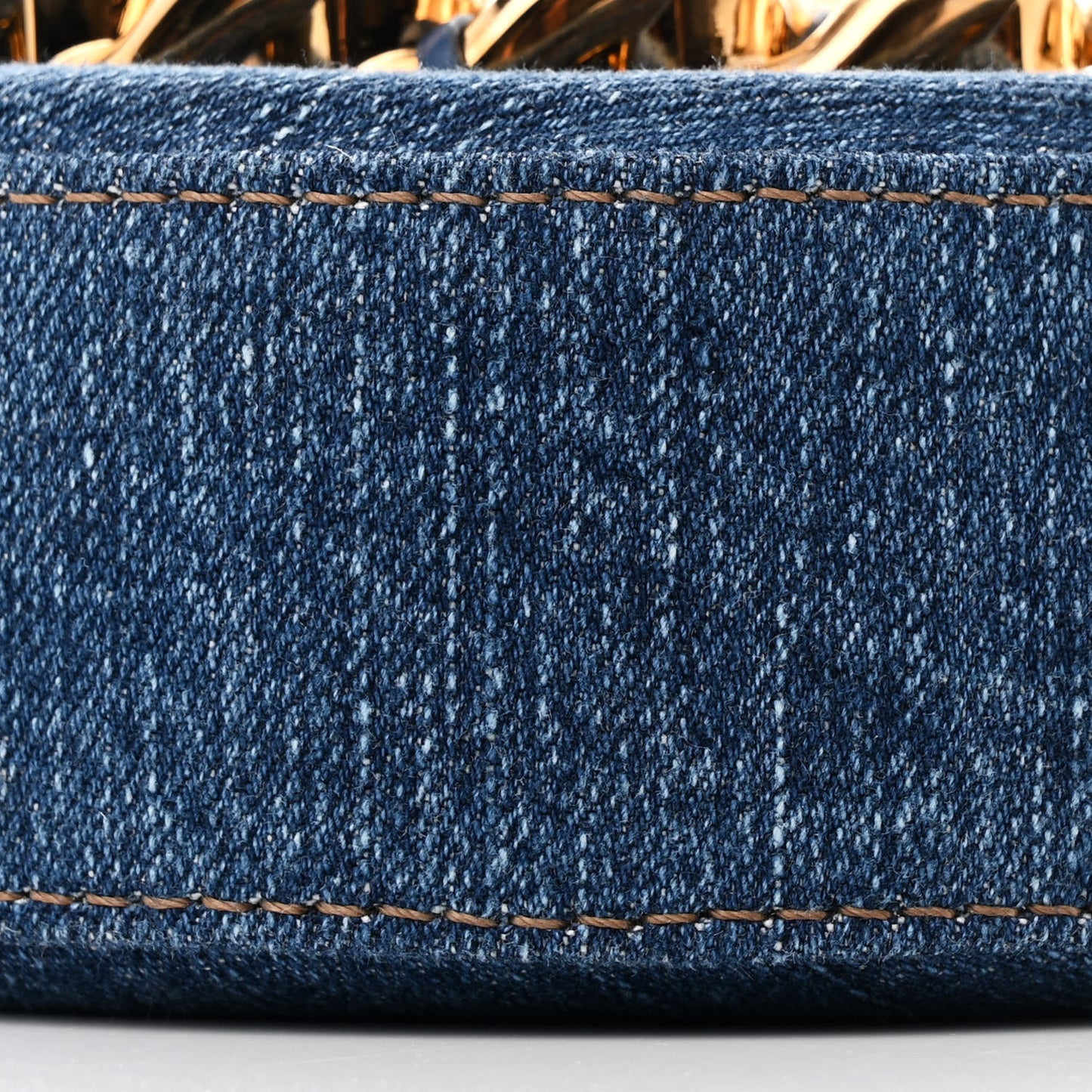 Denim Mini La Medusa Disco Round Crossbody Bag Navy Blue