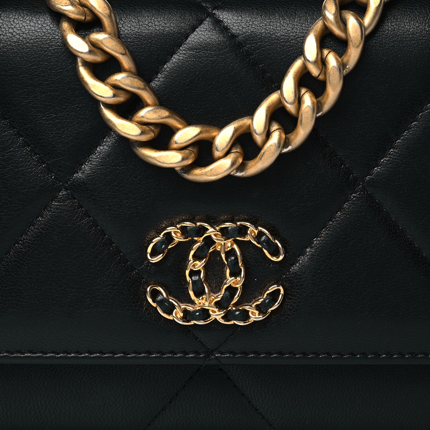 Chanel Goatskin Quilted Chanel 19 Wallet On Chain WOC Black 9 of 11