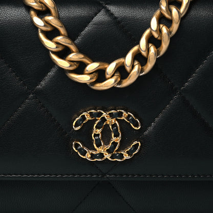 Chanel Goatskin Quilted Chanel 19 Wallet On Chain WOC Black 9 of 11