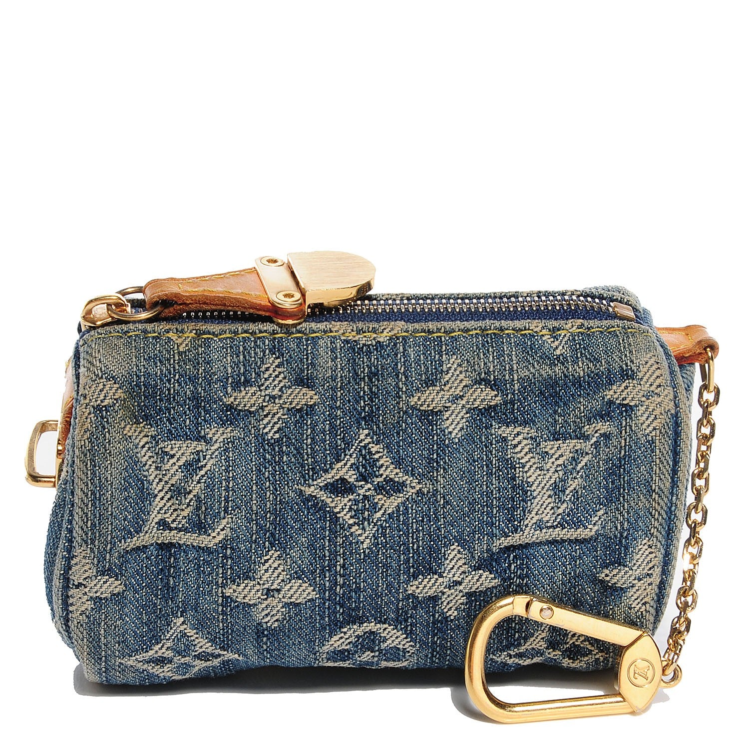 Louis Vuitton Monogram Denim Pochette Speedy PM Key Holder Blue 1 of 7