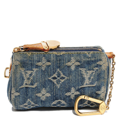 Louis Vuitton Monogram Denim Pochette Speedy PM Key Holder Blue 1 of 7