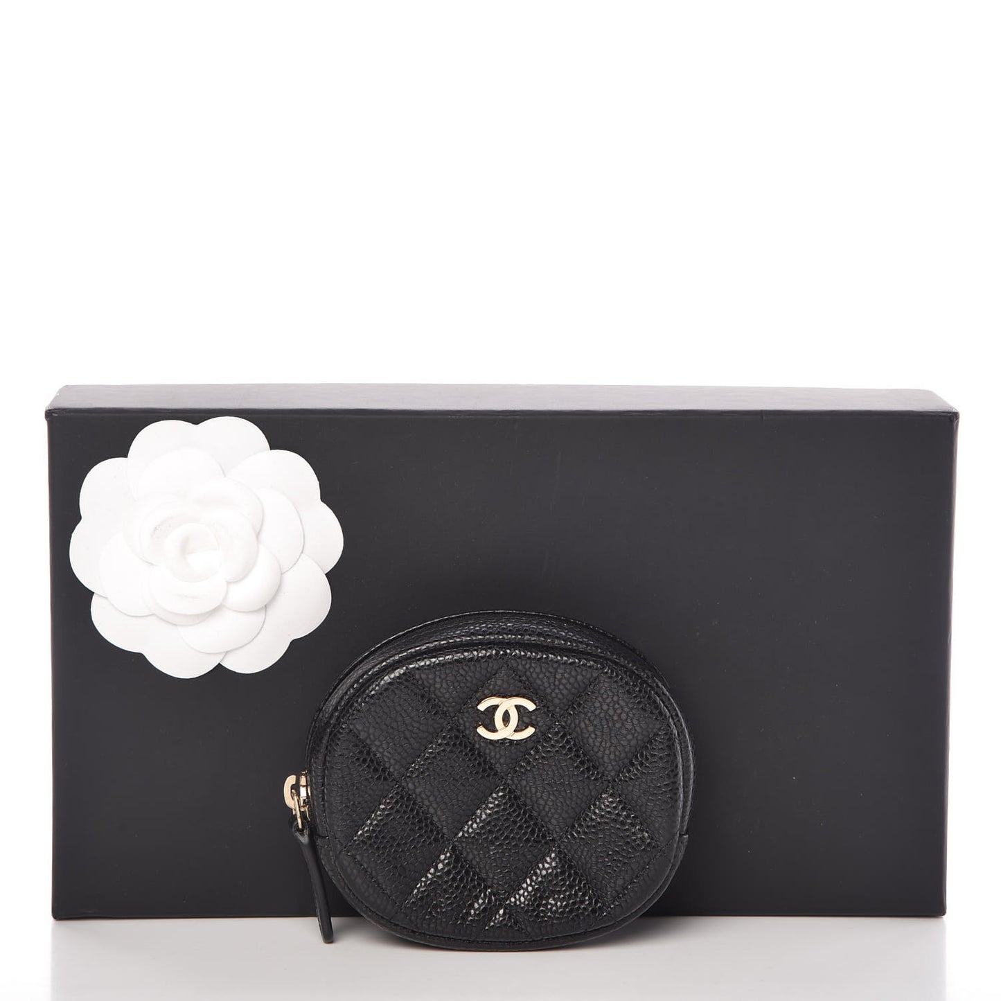 Caviar Quilted Zip Around Classic Coin Purse Black