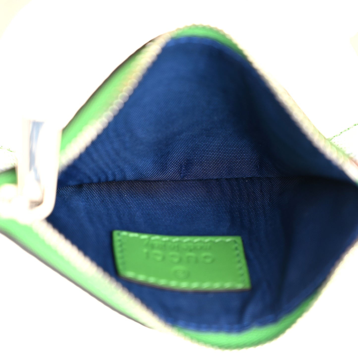 Calfskin GG Tennis Bi-Color Embossed Zip Wallet Joy Green Joy Blue