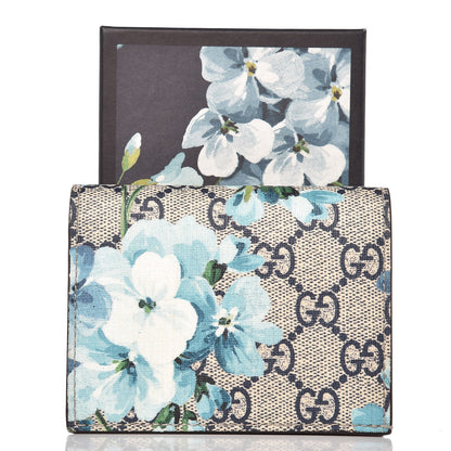 Gucci GG Supreme Monogram Blooms Card Case Beige Blue Navy Hibiscus Red 7 of 7
